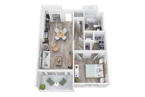 Floor plan for 1 bed, 1 bath, 693 sqft